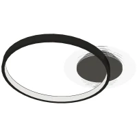 HOMCOM Plafoniera LED Moderne à 2 Anneaux avec Luminosité Réglable, Puissance 30W, Noir(m-6)