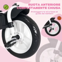 HOMCOM Tricycle pour Enfants 1-5 Ans avec Poignée et Auvent Réglable, 102x49x102 cm, Blanc et Rose(m-3)