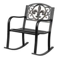 Outsunny Chaise à Bascule Chaise de Jardin Fauteuil à Bascule Antique Jardin Métal Bronze L60 x P73 x H85cm(m-4)