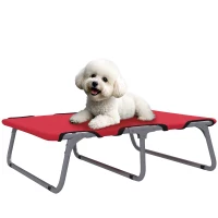PawHut Lit Pliant pour Chiens de Petite Taille pour Intérieur et Extérieur, Métal et Tissu Oxford, 71x58x20 cm, Rouge(m-5)