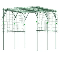 Outsunny Treillis en acier à enfoncer sans rouille soutien de plantes grimpantes 223 x 223 x 223 cm Arc de roses Vert(m-1)