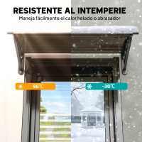 Outsunny Marquesina Exterior para Puerta y Ventana 75x100 cm contra Sol y Lluvia con Soporte de Aleación de Aluminio Marrón(m-6)