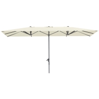 Outsunny Parasol double-face, 451 x 264 cm Parasol avec système de manivelle, 12 entretoises métalliques, mât en aluminium, Crème