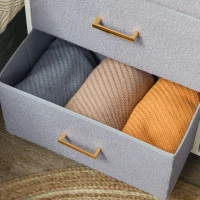 HOMCOM Commode Moderne avec 9 Tiroirs en Tissu et Design Élégant pour Chambre Salon ou Entrée 100x30x99 cm Gris(m-5)