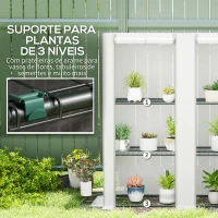 Outsunny Estufa de Exterior Pequena com 3 Prateleiras 2 Portas de Enrolar Capa de PE e Estrutura de Aço 144x48x152 cm Branco(m-5)