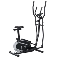 HOMCOM Bicicleta Elíptica con Resistencia Magnética Ajustable de 8 Niveles Bicicleta de Fitness con Sillín Regulable Pantalla LCD Pulsómetro y Soporte para Móvil para Casa Gimnasia 103x62x151 cm Negro(m-10)