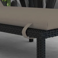 Outsunny Coussin pour Chaise Longue et Transat en Tissu avec Lacets de Fixation, Gris Foncé(m-4)