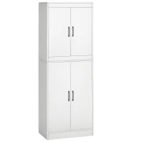 HOMCOM Armário de Cozinha Móvel Auxiliar de Cozinha com 4 Portas e 5 Prateleiras Estilo Moderno Anti-Tombo 60x36x168cm Branco(m-10)