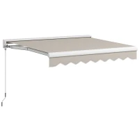 Outsunny Auvent Retractable Electrique Manuel 250x200 cm Auvent Portable avec Télécommande Manivelle Manuel Cadre de Aluminium Crème(m-7)
