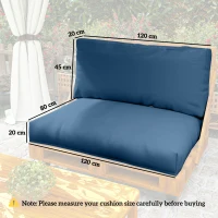 Outsunny Two Piece Seat Pallet and Back Cushions - Navy Blue(m-3)