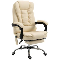 Vinsetto Fauteuil de Bureau Ergonomique à Hauteur Réglable Massant sur 6 Points, 65x160x104 cm, Crème(m-5)