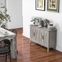 HOMCOM Buffet Polyvalent style Rustique avec 4 Étagères de Rangement Réglables, en Bois, 120x37x75 cm, Gris(m-3)