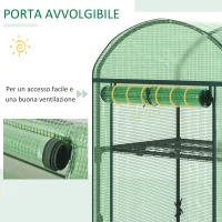 Outsunny Mini Serra da Giardino con 2 Ripiani in Metallo e Copertura in PE, 69x49x92cm, Verde(m-5)