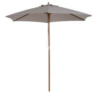 Outsunny 2.5m Wood Garden Parasol Sun Shade Patio Outdoor Wooden Umbrella Canopy Grey(m-11)