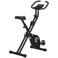 HOMCOM Bicicleta Estática Plegable con 8 Niveles de Resistencia Magnética Pantalla LCD y Asiento Regulable 43x85x109cm Negro