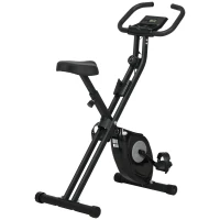 HOMCOM Bicicleta Estática Plegable con 8 Niveles de Resistencia Magnética Pantalla LCD y Asiento Regulable 43x85x109cm Negro(m-1)