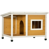 PawHut Caseta para Perros de Madera Casa para Mascotas Refugio para Perros con Techo Asfáltico 85,5x62x60 cm Natural