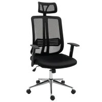 Vinsetto Chaise de Bureau Ergonomique Fauteuil de Bureau Grand Confort hauteur réglable Tissu Maille Polyester Noir(m-1)