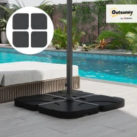 Outsunny 4-Piece Parasol Base Stand Weights for Banana Offset Umbrella, Water and Sand Filled, Up to 72kg, Black(m-11)