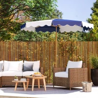 Outsunny Parasol Grand avec Protection UV 50+ et Auvent Ajustable pour Jardin Patio et Terrasse Ø2,67x2,38 m Rayures Bleu et Blanc(m-5)
