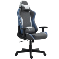 Vinsetto Chaise de Gaming Inclinable à 150° avec Fonction Balançoire, en Tissu Effet Lin, 66x53x128-138 cm, Gris