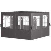 Outsunny Parois de pavillon, panneaux de parois latérales pour pavillon de jardin, avec fermeture éclair, 3 x 4 m Pavillon, Gris foncé(m-1)