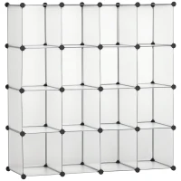 HOMCOM Armário Modular de Plástico Organizador de Sapatos com 16 Cubos de 30x30x30cm para Entrada Corredor 125x32x125 cm Transparente(m-10)