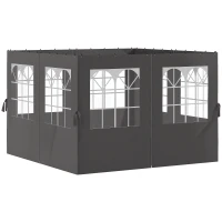 Outsunny Parois de pavillon, panneaux de parois latérales pour pavillon de jardin, avec fermeture éclair, 3 x 4 m Pavillon, Gris foncé(m-6)