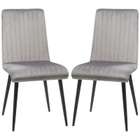 HOMCOM Set 2 Chaises de Cuisine Rembourrées et Gain de Place avec Pieds en Acier, 43x58x90 cm, Gris et Noir(m-5)