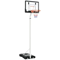SPORTNOW Canasta de Baloncesto con Ruedas Altura Ajustable 245-305 cm y Base Rellenable para Exterior 90x83x360cm Blanco(m-10)