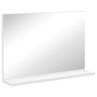 Miroir de Salle de Bain Kleankin avec Étagère Murale Design Moderne et Polyvalent, 60x12x40 cm, Blanc(m-6)