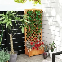 Outsunny Macetero con Soporte para Trepadora Cultivos Plantas Flores para Terraza Jardín Exterior 70x28x117 cm Marrón(m-2)