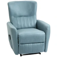 HOMCOM Sillón de Masaje Relax con Reclinación Manual 155° 8 Zonas de Masaje Mando a Distancia Tapizado en Tejido Técnico Reposapiés y 2 Bolsillos Laterales 79x101x96 cm Azul(m-1)