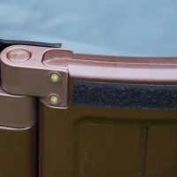 Outsunny Bac à Sable Rond Infantil en Plastique pour Extérieur avec Couverture et Revêtement en Tissu pour le Fonds Ø123x22,5 cm Marron(m-5)