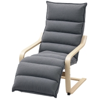 HOMCOM Fauteuil Relax en Bois avec Revêtement en Velours et Repose-Pieds Réglable, Gris Foncé