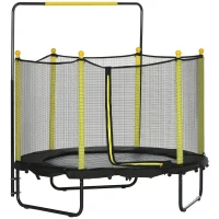 ZONEKIZ Trampolim Infantil com Rede de Segurança Barra Ajustável para Interior e Exterior Ø140x120-140 cm Preto(m-10)