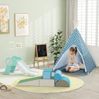 AIYAPLAY Piste de Glissade pour Petits Enfants, pliable, intérieure, marches antidérapantes, bordure de protection surélevée, vert(m-5)