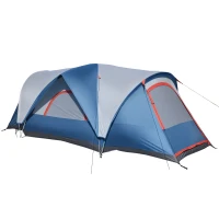 Outsunny Campingzelt für 3-4 Personen, zwei Türen, Netzfenster, blau, 4,75 x 2,64 x 1,50 m(m-1)