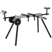 DURHAND Masă Suport pentru Ferăstraie Circulare, Bancă Extensibilă Reglabilă și Pliabilă, 123.5-245x73x96 cm, Negru(m-1)