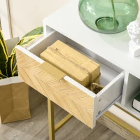 HOMCOM Table Console en Bois, Console d'Entrée ou Salon avec Design Moderne, Blanc et Or, 80x30x80.5cm(m-4)