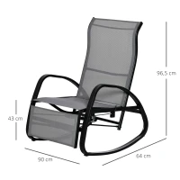Outsunny Fauteuil à Bascule Transat avec Dossier Repose-Pieds Ajustable Chaise Longue de Jardin Balancelle jusqu'à 160 kg Texteline Gris 90 x 64 x 96,5 cm(m-3)