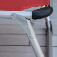 Outsunny Transat pliable de jardin avec coussin transat avec dossier inclinable sur 4 positions transat de camping jusqu'à 120 kg pour parc extérieur, jardin, Rouge(m-4)