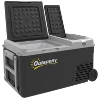 Outsunny Glacière électrique portable congélateur et réfrigérateur avec 2 zones 27 L, 12/24 V DC et 100-240V AC, jusqu'à -20°C(m-11)