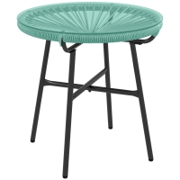 Outsunny Table basse ronde de jardin en résine aspect rotin métal et plateau verre trempé Ø 50 x 50H cm