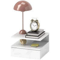 HOMCOM Table de Chevet Suspendue pour Chambre à Coucher avec Tiroir et Étagère Ouverte en Bois, 35x32x22.5 cm, Blanc(m-1)