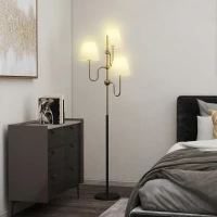 HOMCOM Lampada da Terra Alta 165 cm con 3 Punti Luce e Interruttore a Pedale, Attacco E27 Max 40W, Or(m-2)
