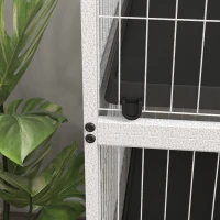 PawHut Gaiola para Roedores 80x52x128 cm Casa de 4 Alturas com Rampas Suspensa Rede Bandeja Removível Rodas Branco Rajado e Preto(m-8)