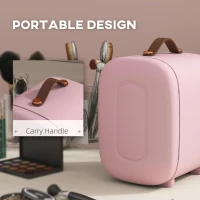 HOMCOM Mini Koelkast Beauty Fridge, 4 L Inhoud, 20,3 x 26,3 x 28 cm, Roze(m-6)