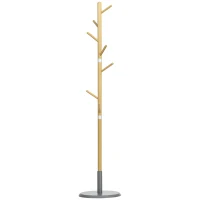 HOMCOM Cabide de Pé de Bambu Moderno com 8 Ganchos para Roupas Bolsas  Ø37,8x175,6 cm Madeira e Cinza(m-10)