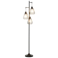 HOMCOM Lampada da Terra Vintage Industriale in Metallo Nero, Lampada a Piantana da Terra Moderna Ф35 x 170cm(m-6)
